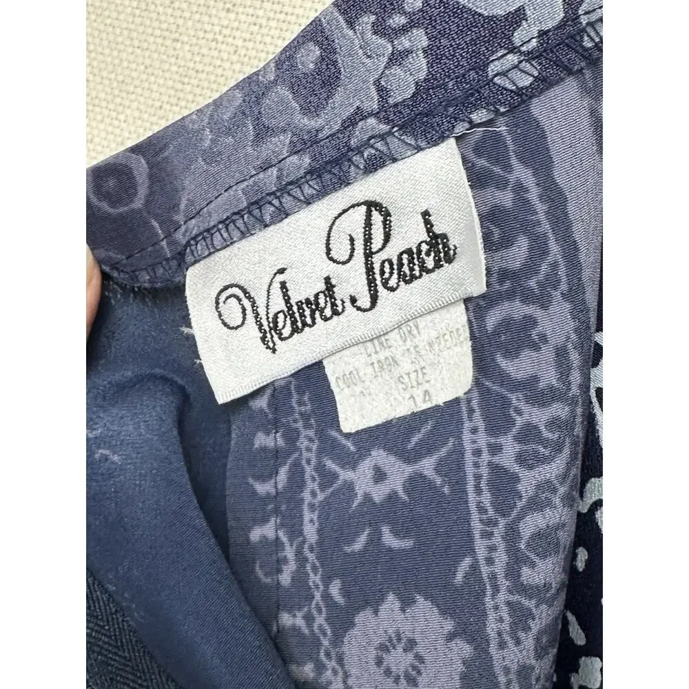 Velvet Peach Cotton Blend Straight Midi Skirt Size 14‎ Multicolored Ombré Career